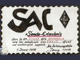 Die 'halboffizielle SAC-Sende-Erlaubnis' SAC-QSL vonGerd Schreiber